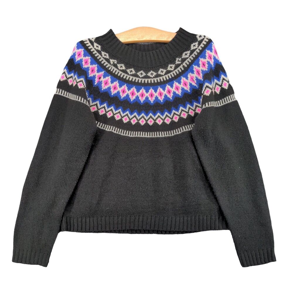 Full Circle Trends Pullover Sweater Womens Size XL Black Diamond Pattern